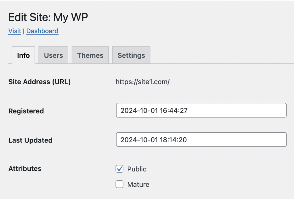 Screenshot of the wordpress site settings, showing the URL has been edited to a complete, new domain